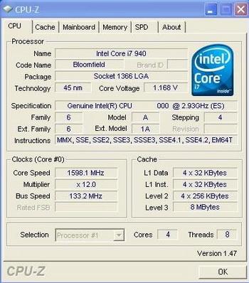 bloomfield processor with 2.93 GHz core i7 940